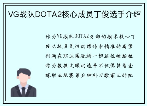 VG战队DOTA2核心成员丁俊选手介绍